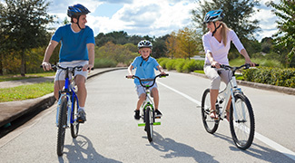 family on bikes