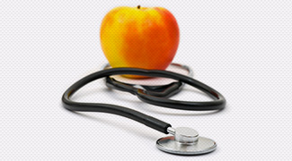 apple and stethoscope