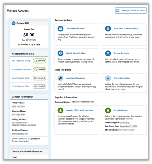 Manage Account