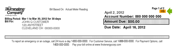 Illuminating Company Meter Reading Cycle Bill Location