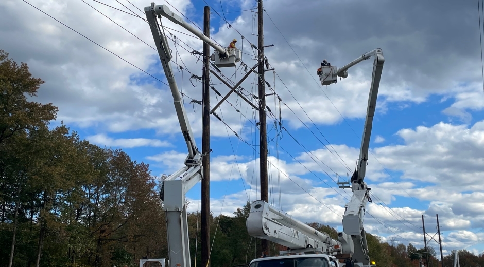 Bucket trucks and power lines