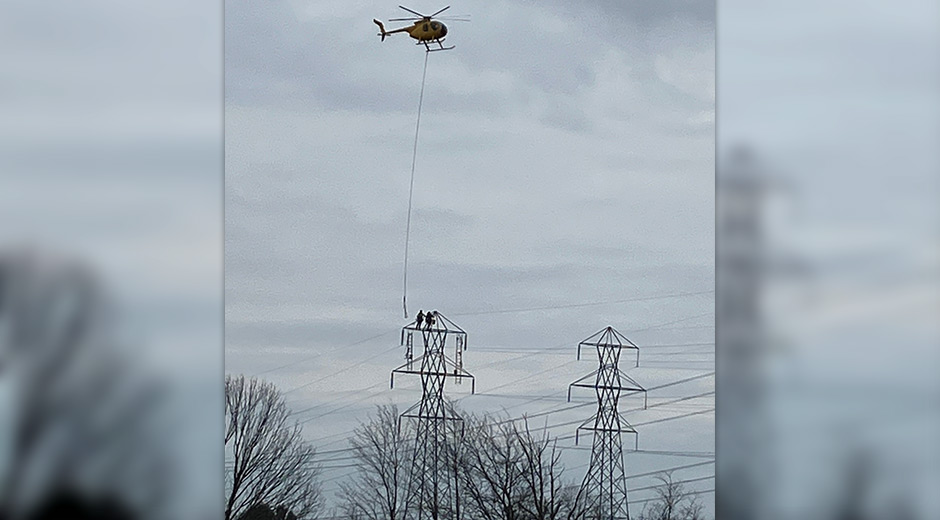 Helicopter inspection of wires