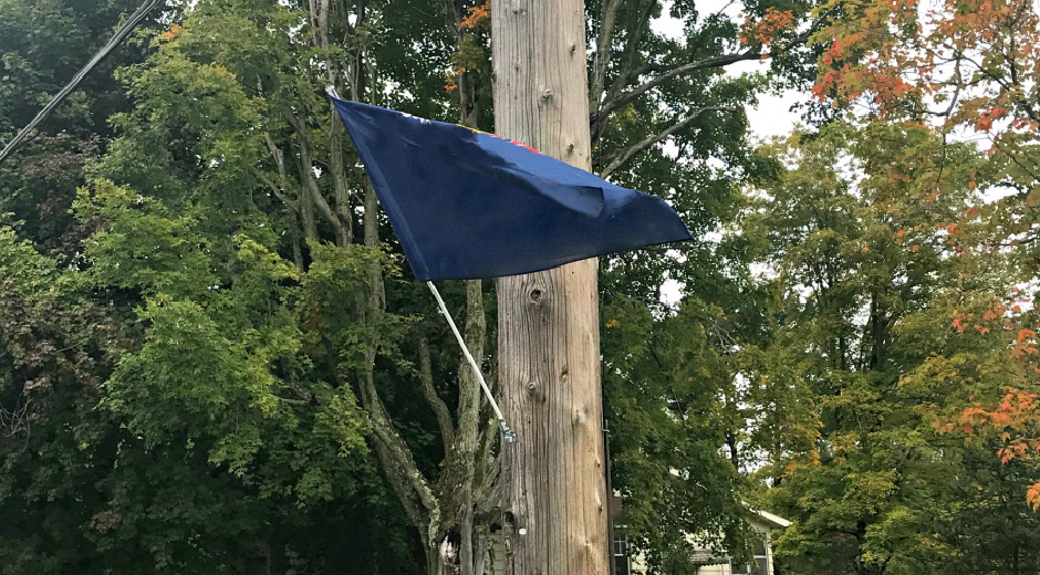 flag on utility pole
