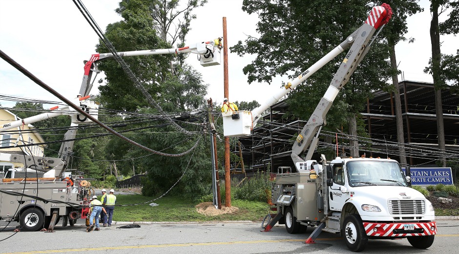 Crews performing storm restoration