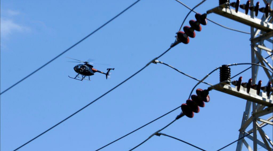 Helicopter inspection of wires