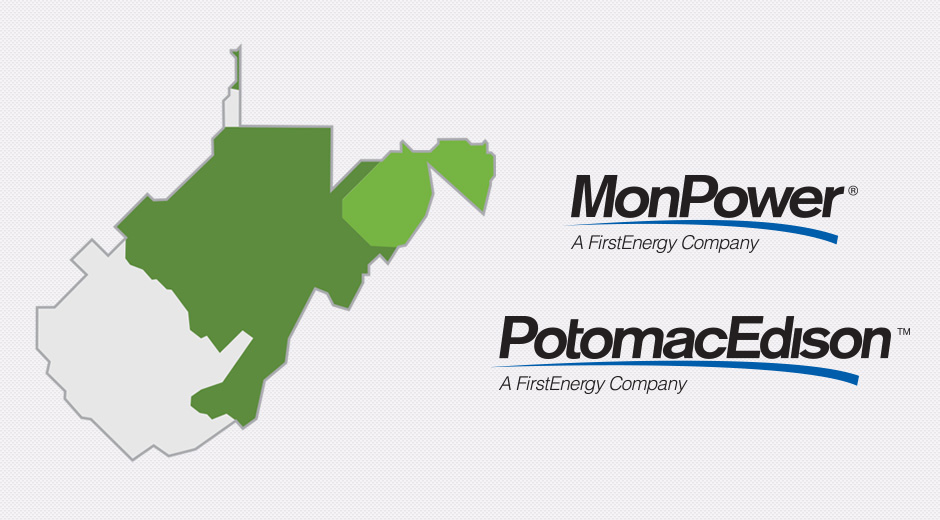 West Virginia Mon Power service area map