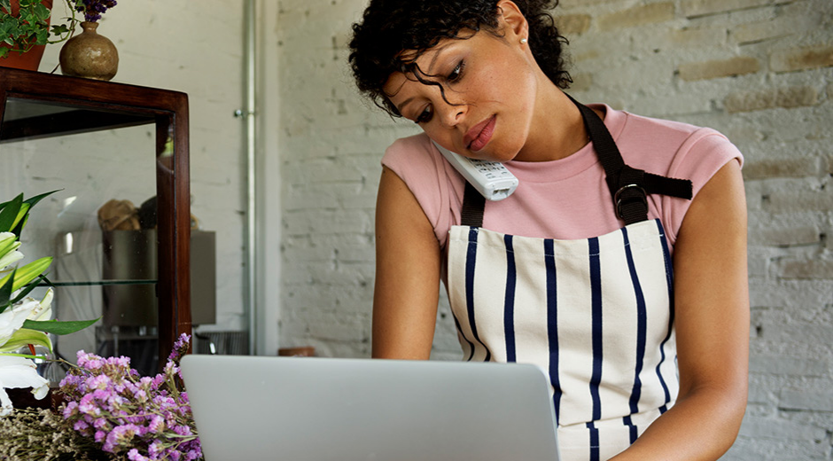 Concerned woman answers phone call